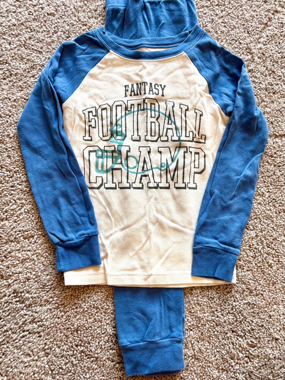 Carter's Blue & Cream 'Fantasy Football Champ' Pajama Set